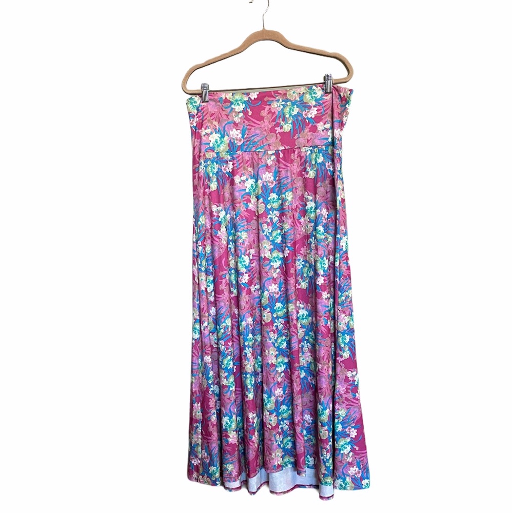 LuLaRoe MAXI SKIRT Size 2XL Pink Irises Floral NWT